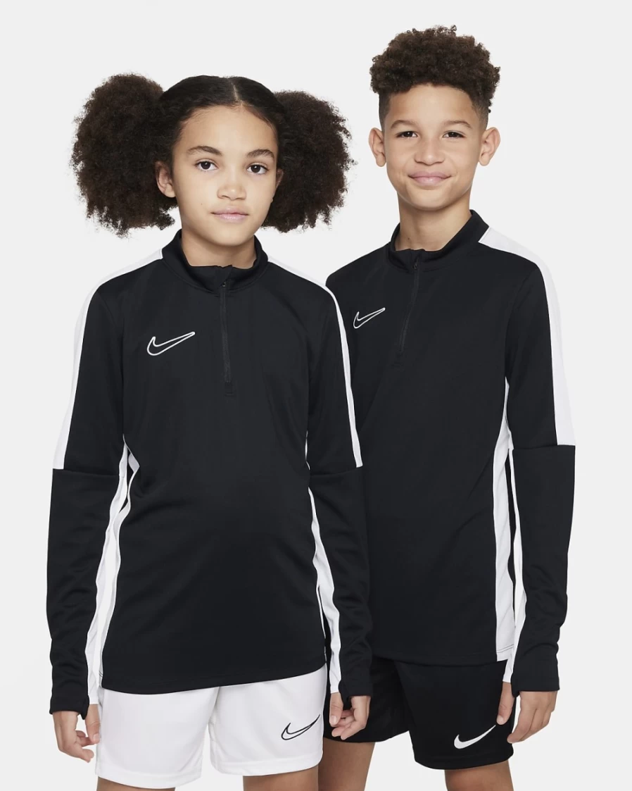 Nike Dri-FIT Academy23 Black White Soccer Drill Top for Boys and Girls - Moisture-Wicking Youth Football Training Shirt