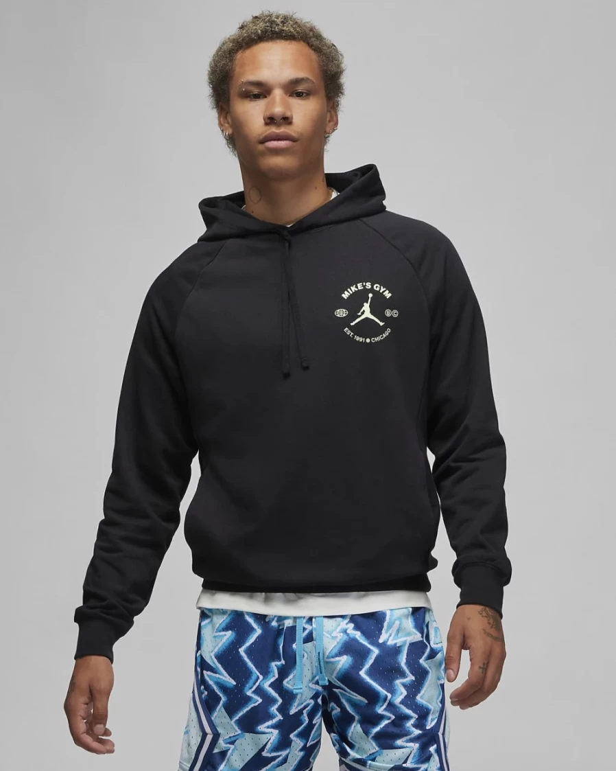 Nike Jordan Dri-FIT Sport BC Men's Fleece Hoodie - Black/Light Liquid Lime