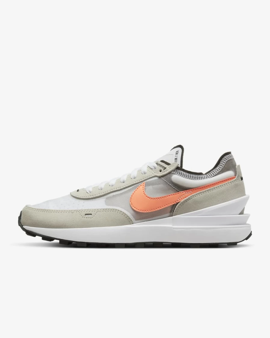 Nike Waffle One Men's Sneakers in White/Light Bone/Black/Orange Trance - Lightweight Running Shoes for Men