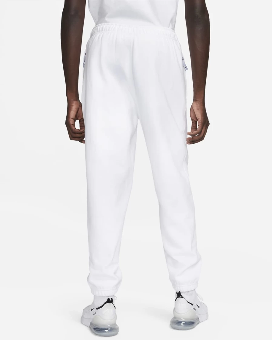 Nike Men's Solo Swoosh Fleece Pants - White/Black Comfort Fit Casual Joggers