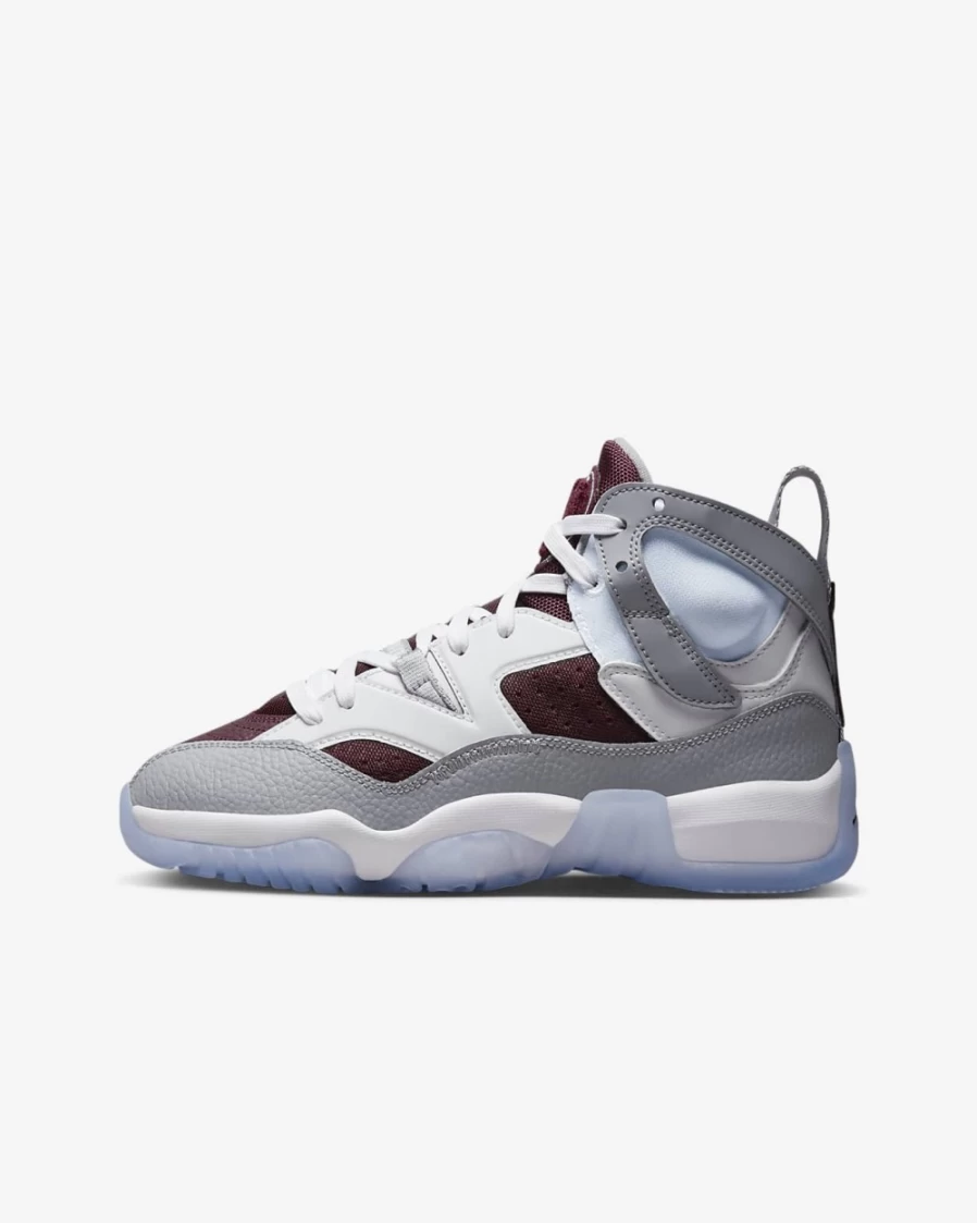 Nike Jumpman Two Trey Big Kids' Shoes for Boys and Girls - White/Cherrywood Red/Light Steel Grey