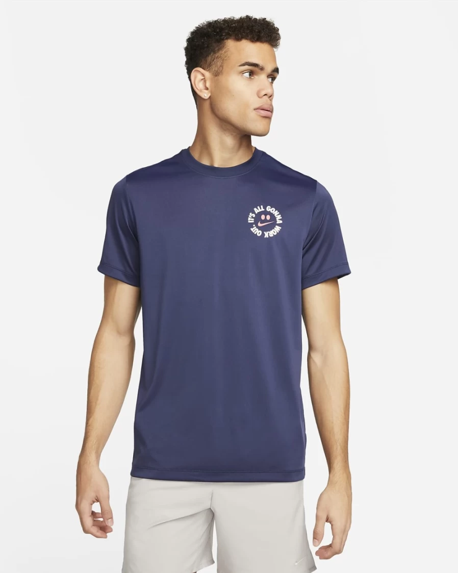 Nike Dri-FIT Men's Training T-Shirt - Midnight Navy - Moisture-Wicking Workout Top