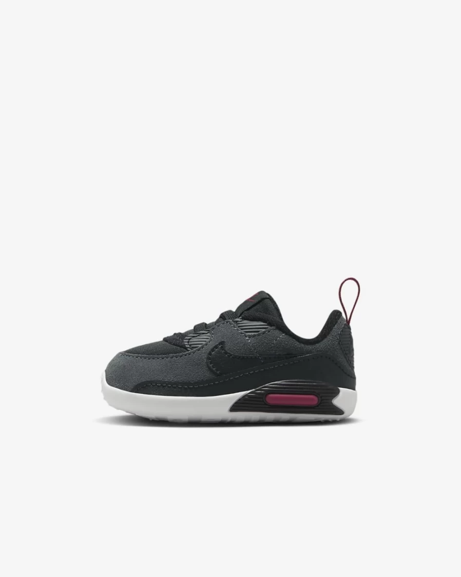 Nike Max 90 Crib Baby Bootie for Boys and Girls in Anthracite/Team Red/White/Black Colors