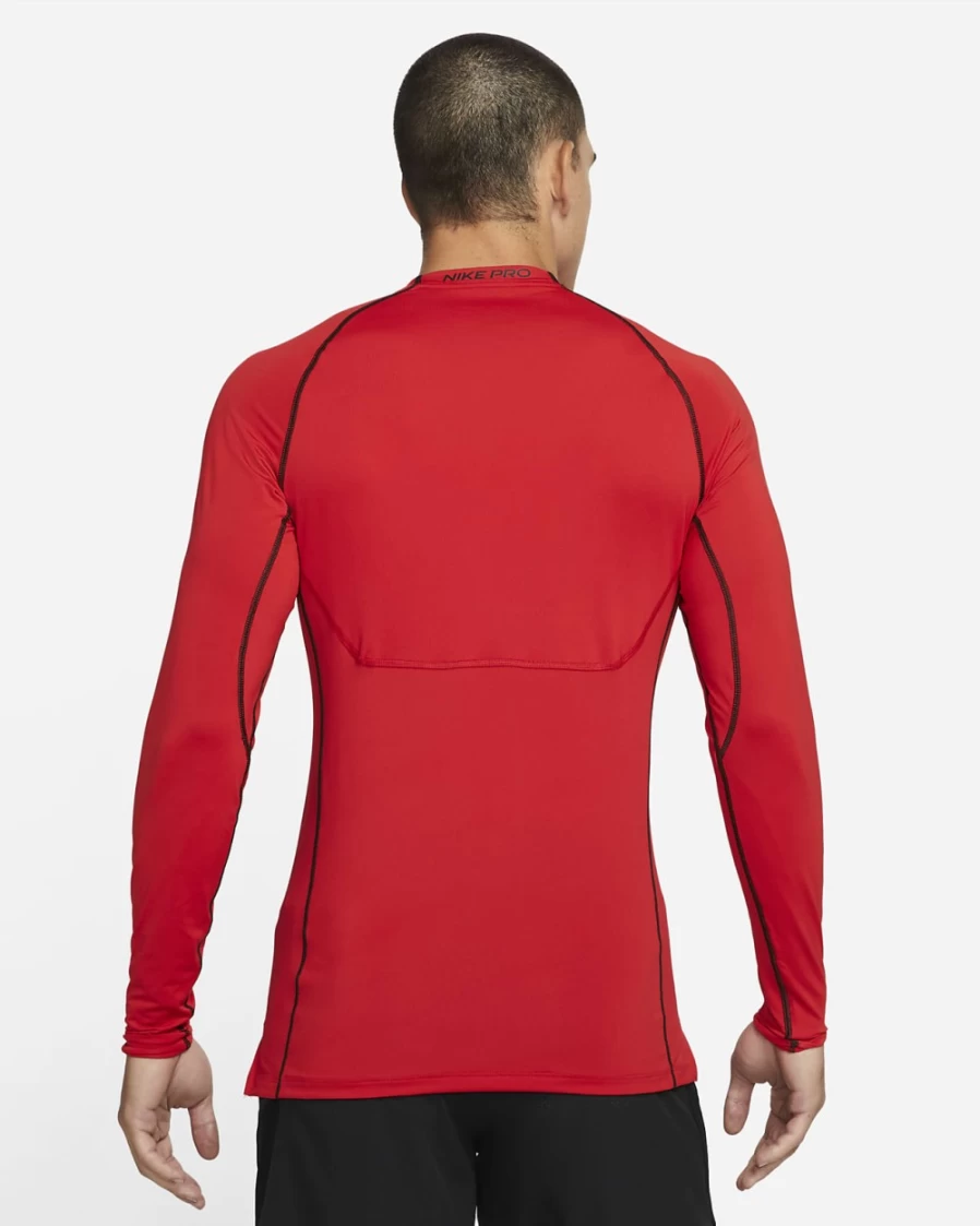 Nike Pro Dri-FIT Men's Long-Sleeve Training Top - University Red/Black, Slim Fit Moisture-Wicking Workout Shirt