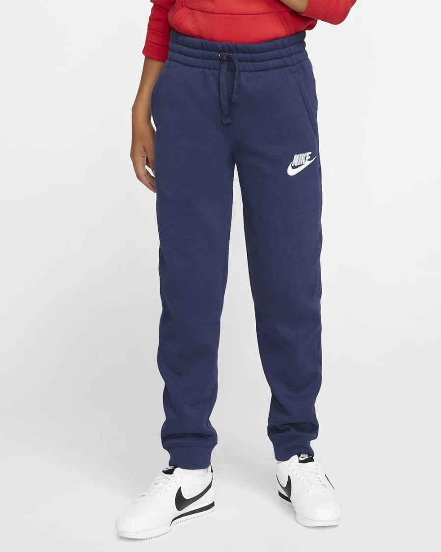 Nike Sportswear Club Fleece Big Kids' Pants for Boys and Girls - Midnight Navy/White Cozy Fleece Joggers