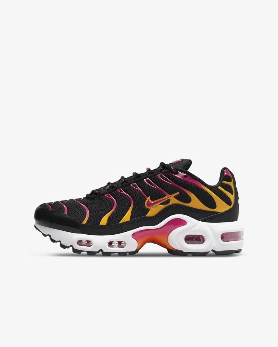 Nike Air Max Plus Big Kids' Shoes for Boys and Girls - Black/Kumquat/White/Active Pink