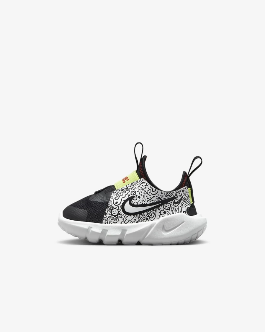 Nike Flex Runner 2 Easy On/Off Baby Toddler Shoes for Boys & Girls - Black/Picante Red/Light Lemon Twist/Summit White