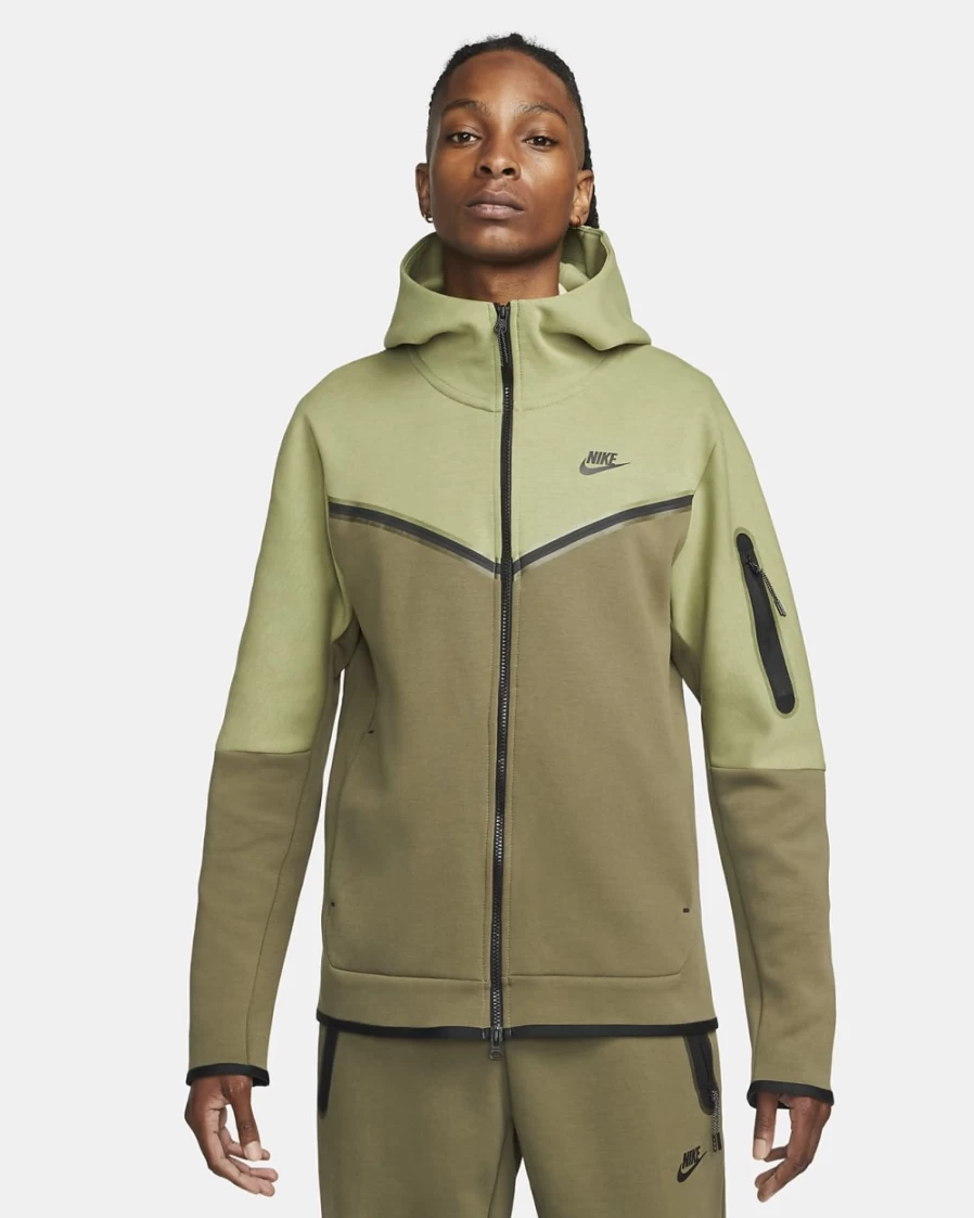 Nike Men's Tech Fleece Full-Zip Hoodie - Alligator/Medium Olive/Black - Sportswear