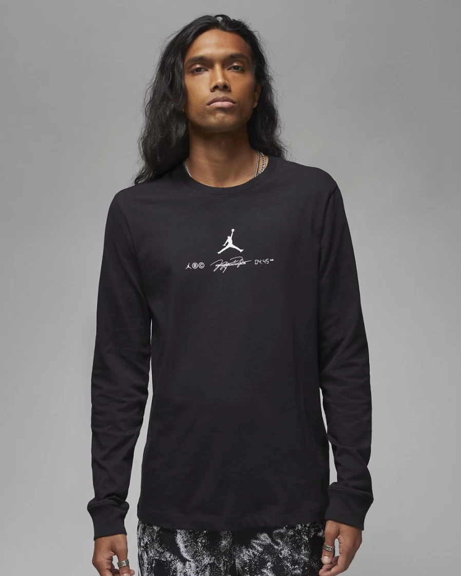 Nike Jordan Dri-FIT Sport Men's Long-Sleeve Graphic T-Shirt - Black/White