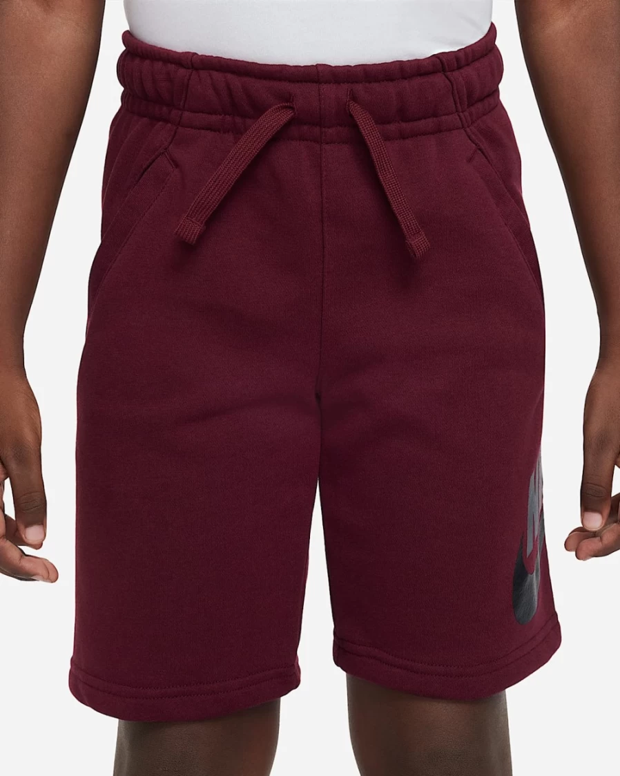 Nike Sportswear Club Fleece Big Kids' Shorts for Boys & Girls - Dark Beetroot/Smoke Grey/Black