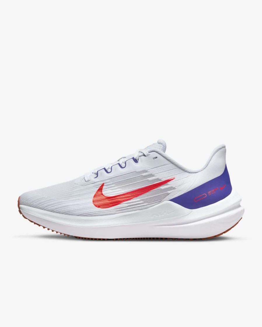 Nike Winflo 9 Men's Road Running Shoes - Football Grey/Concord/Cinnabar/Bright Crimson
