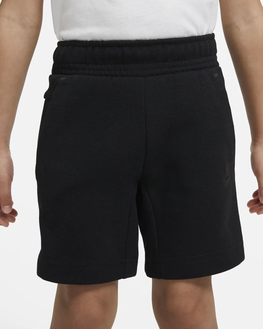 Nike Tech Fleece Boys Girls Toddler Shorts Black - Sportswear Comfort Fit