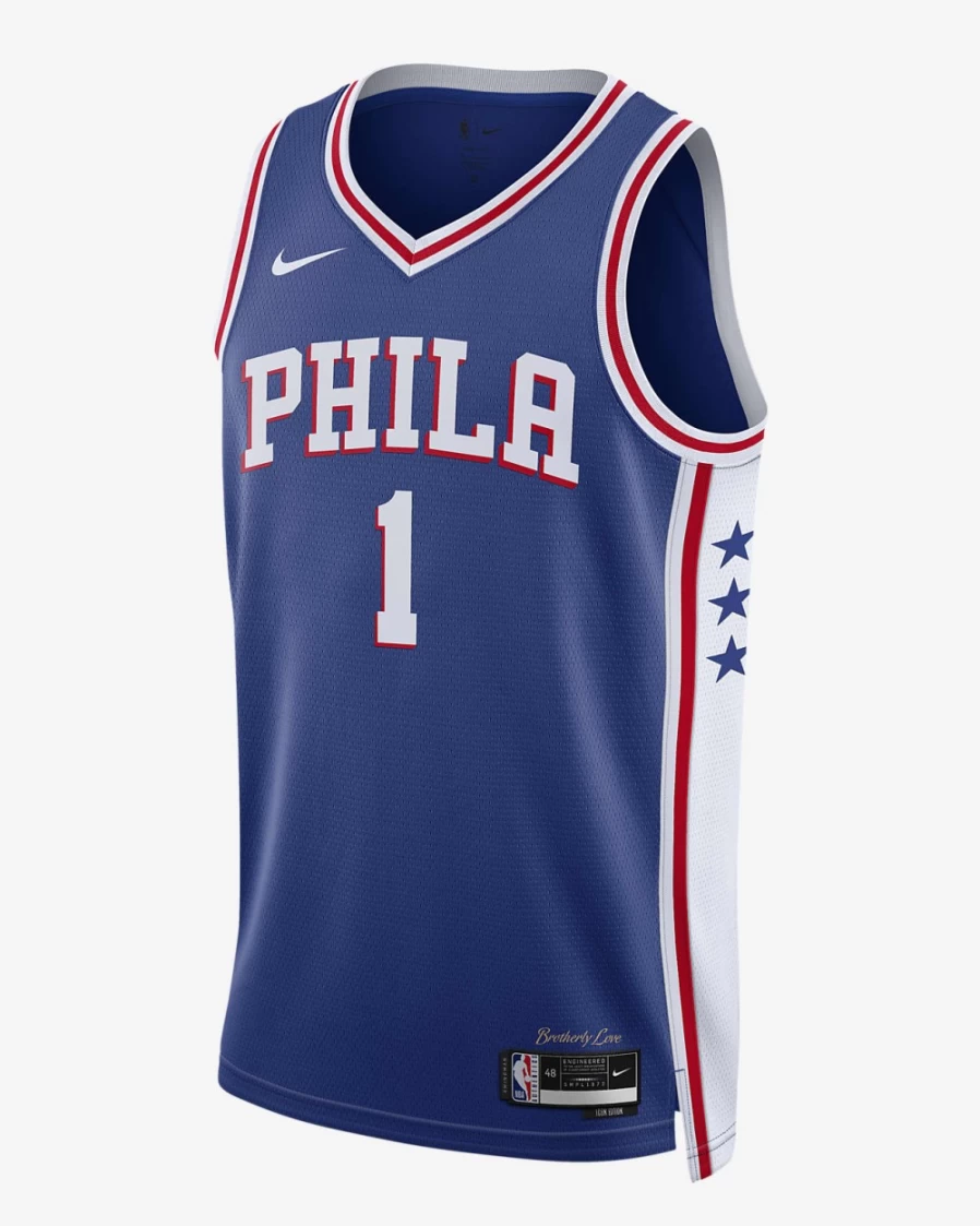 Nike Men's Philadelphia 76ers Icon Edition 2022/23 NBA Swingman Jersey - Rush Blue Dri-FIT Basketball Shirt