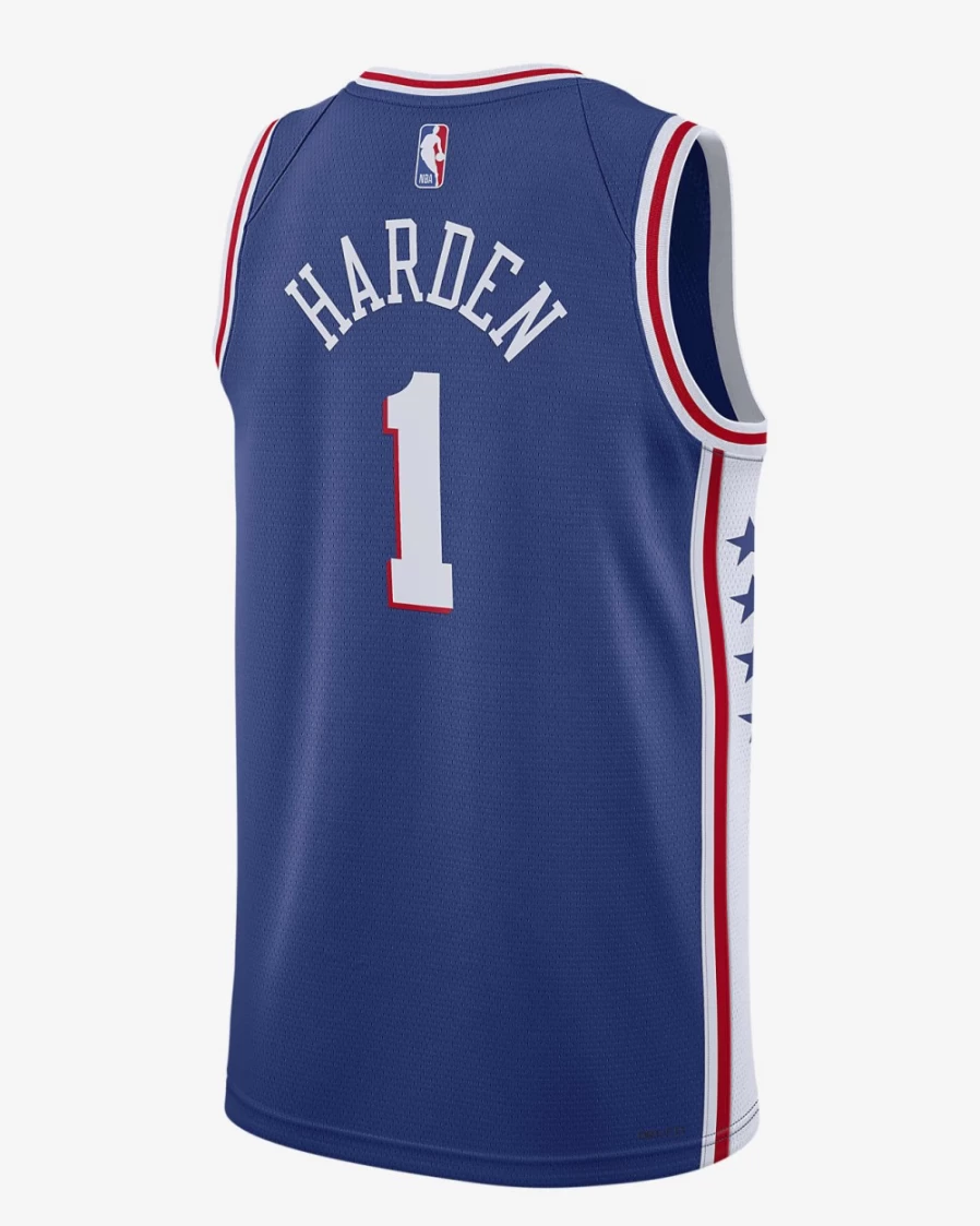 Nike Men's Philadelphia 76ers Icon Edition 2022/23 NBA Swingman Jersey - Rush Blue Dri-FIT Basketball Shirt