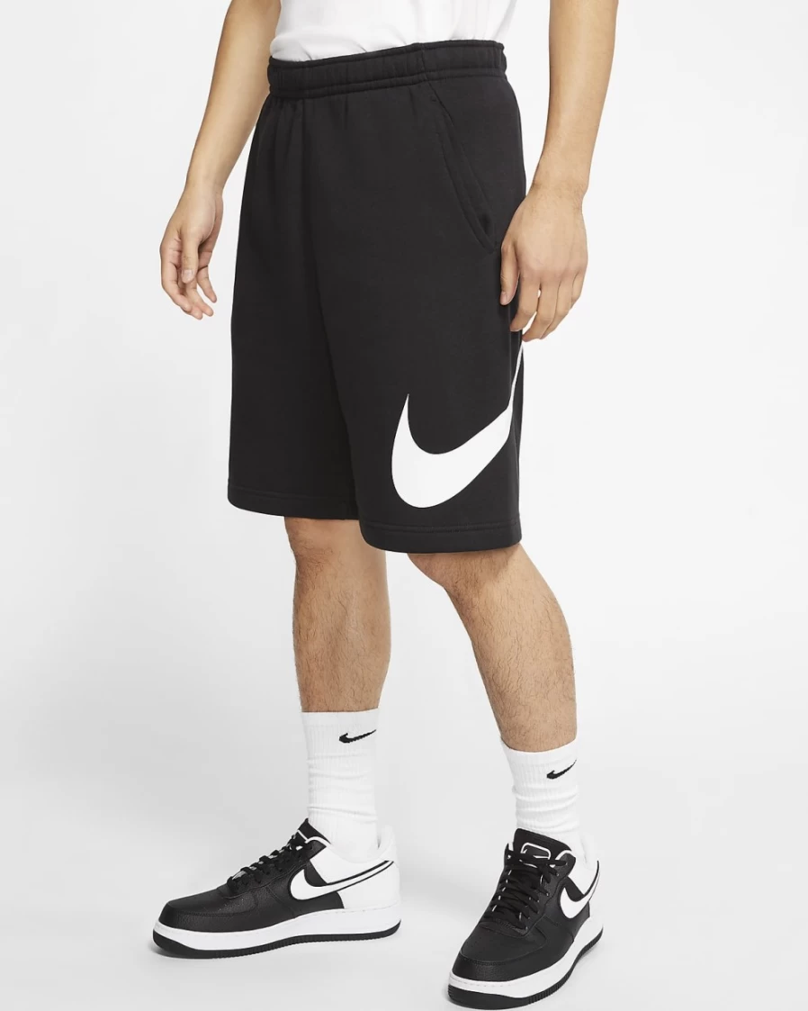 Nike Sportswear Club Men's Graphic Shorts - Black/White Athletic Casual Shorts for Men