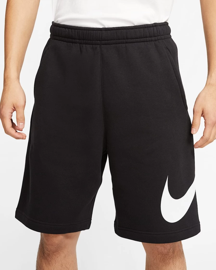 Nike Sportswear Club Men's Graphic Shorts - Black/White Athletic Casual Shorts for Men