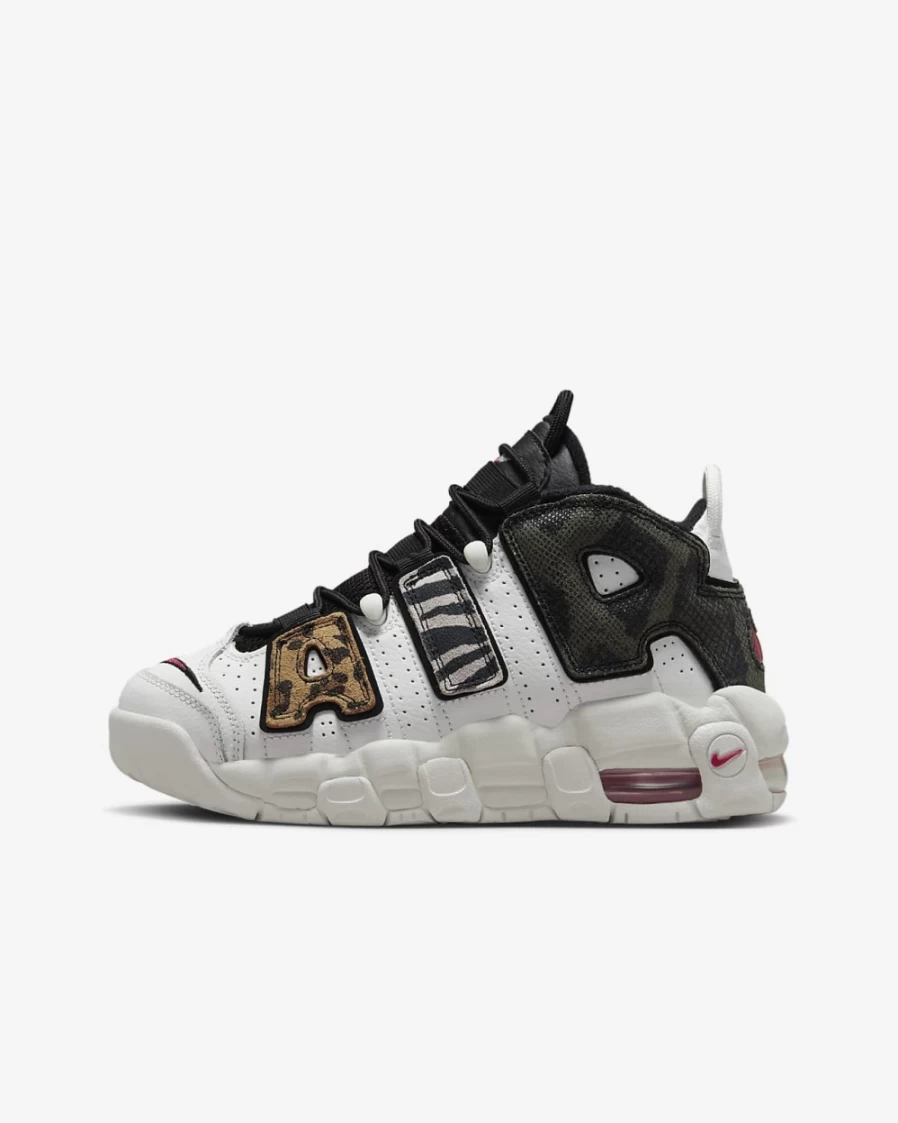 Nike Air More Uptempo Big Kids' Sneakers Summit White Black Red BOYS GIRLS Unisex Basketball Shoes