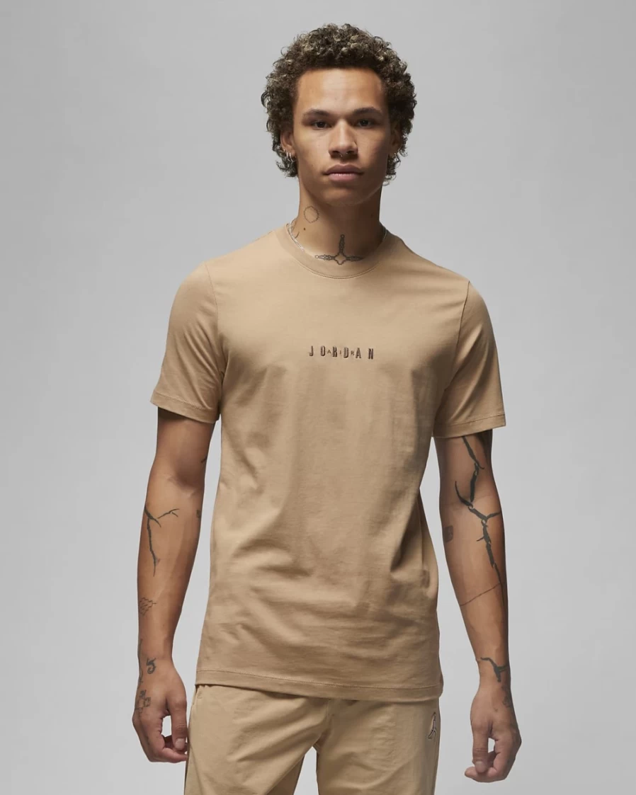 Nike Jordan Air Men's T-Shirt - British Khaki/Palomino Casual Tee for Men
