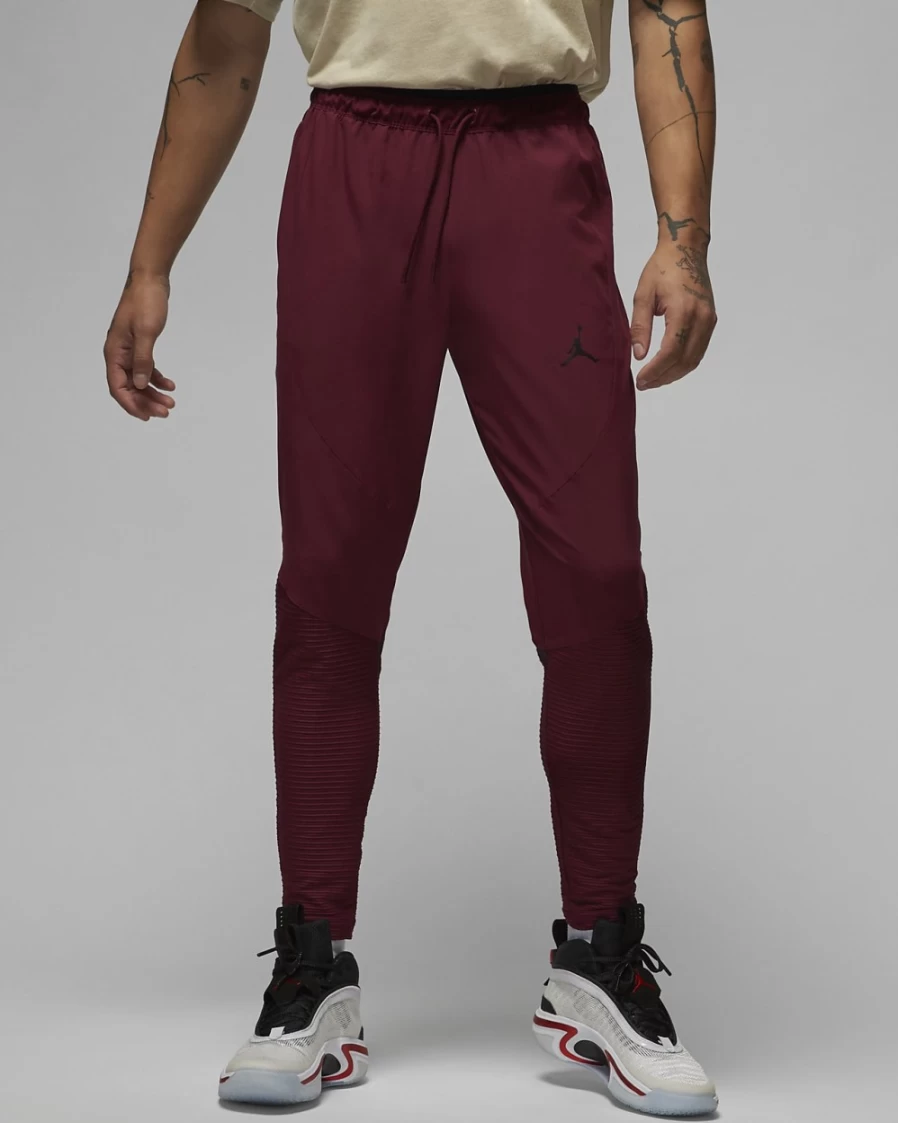 Nike Jordan Dri-FIT Sport Men's Woven Pants - Cherrywood Red/Black/Black, Breathable Athletic Training Pants for Men