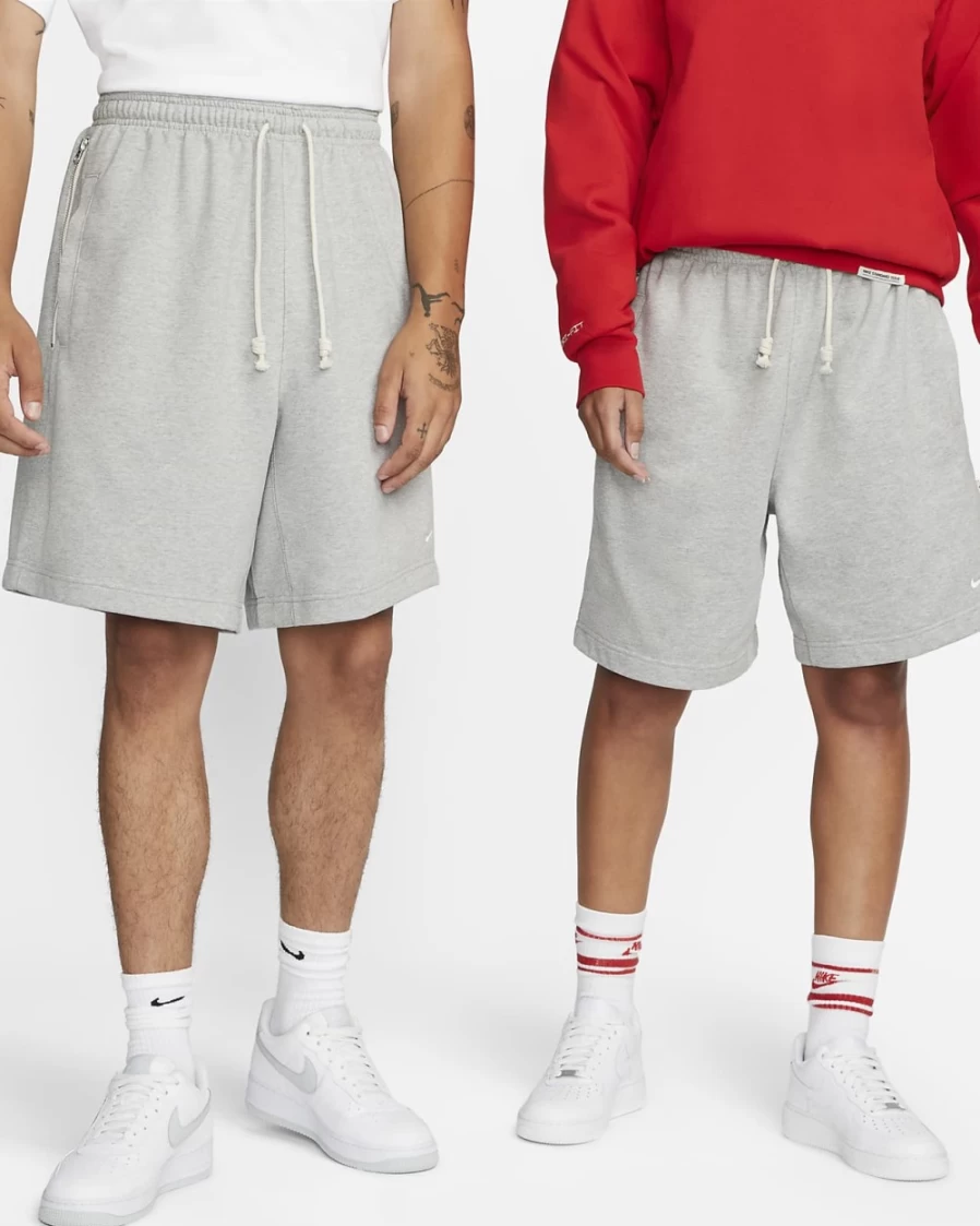 Nike Dri-FIT Men's 8" Basketball Shorts - Dark Grey Heather/Pale Ivory - French Terry Comfort