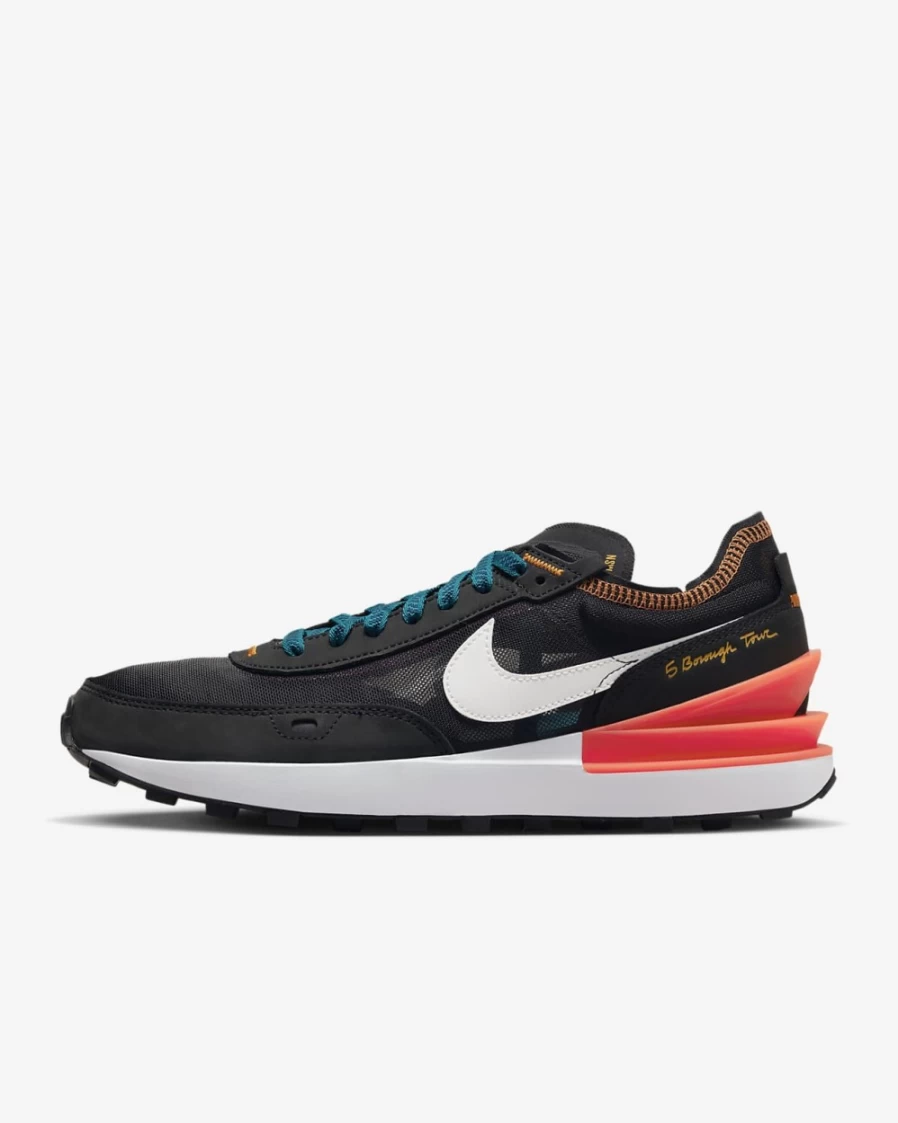 Nike Waffle One Men's Running Shoes - Black/Bright Crimson/Bright Spruce/Summit White
