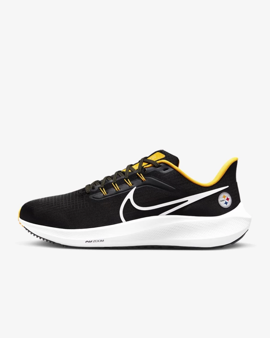 Nike Pegasus 39 NFL Pittsburgh Steelers Men's Running Shoes - Black/University Gold/White Road Running Shoes for Men