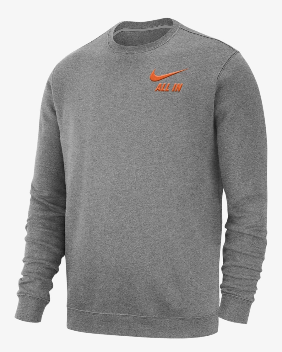 Nike Men's Dark Grey Heather College Club Fleece Sweatshirt (Clemson)