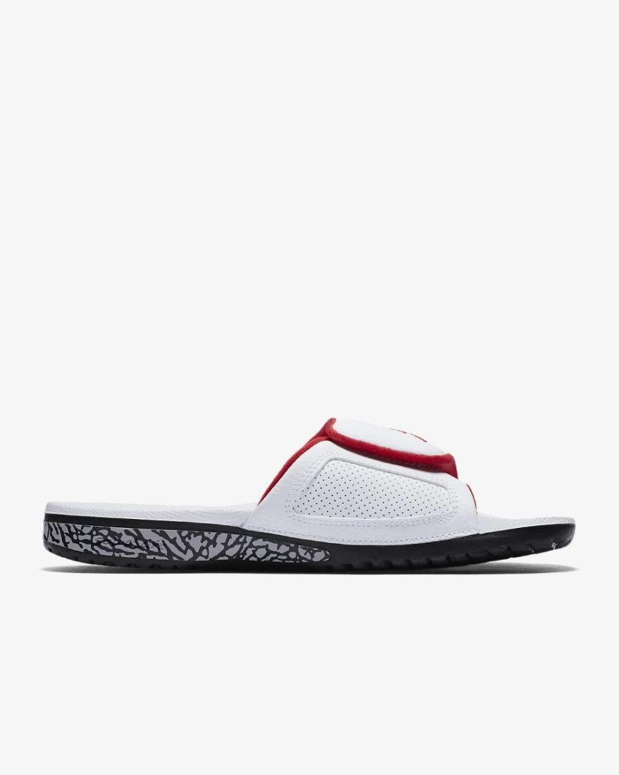 Nike Jordan Hydro III Men's Slides - White, Black, Cement Grey, University Red