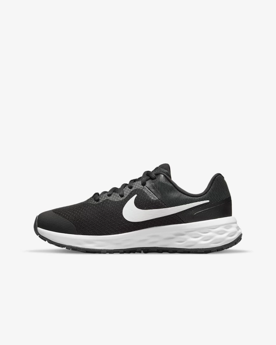 Nike Revolution 6 Big Kids' Road Running Shoes for Boys & Girls - Black/Dark Smoke Grey/White