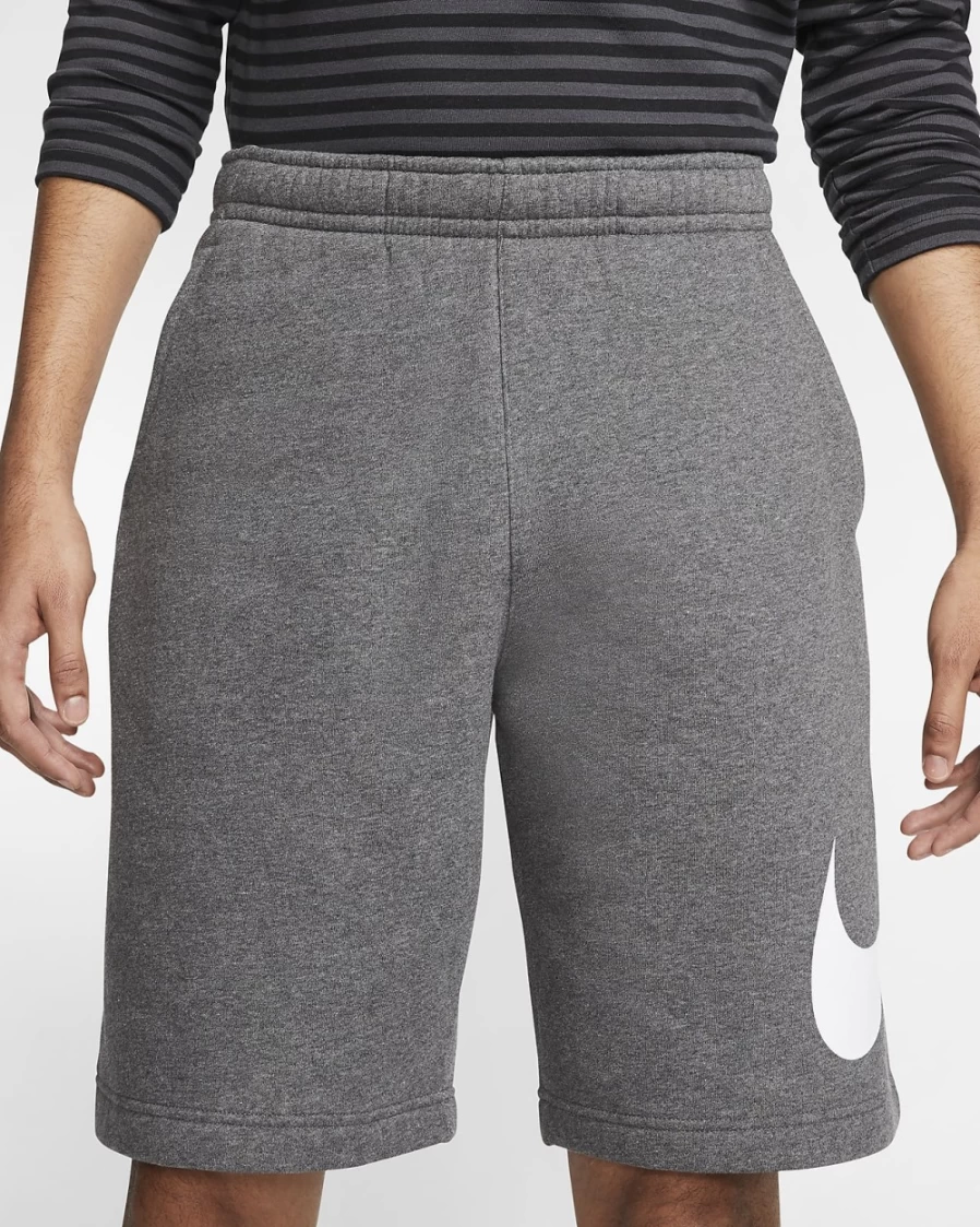 Nike Men's Sportswear Club Graphic Shorts - Charcoal Heather/White Casual Comfort Fit