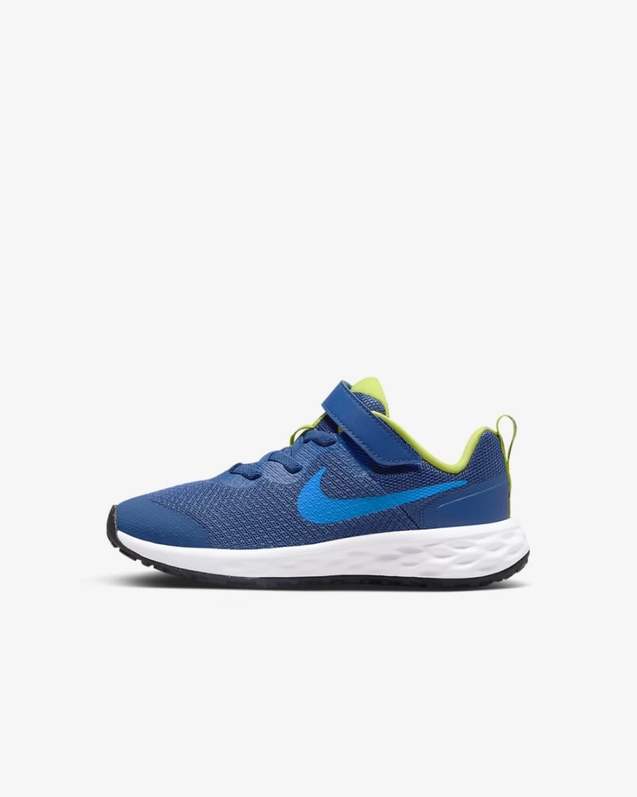 Nike Revolution 6 Little Kids' Running Shoes - Mystic Navy/Atomic Green/Photo Blue - Unisex Boys & Girls Sneakers