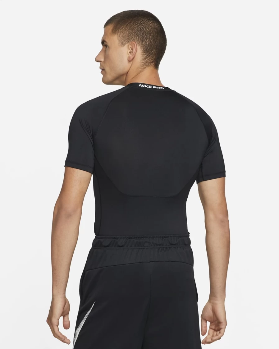 Nike Pro Dri-FIT Men's Tight Fit Short-Sleeve Top - Black/White - Moisture-Wicking Training Shirt