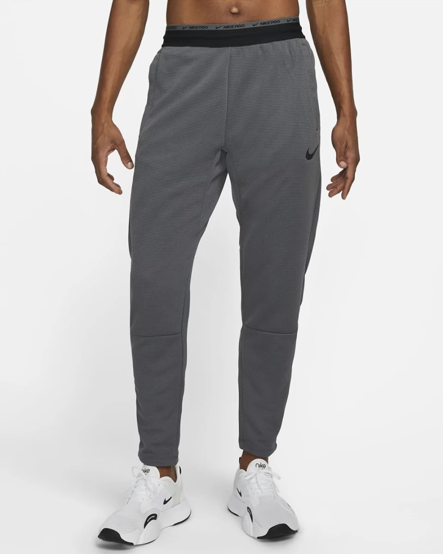 Nike Pro Men's Fleece Training Pants - Iron Grey/Black/Black - Comfortable Workout Joggers for Men