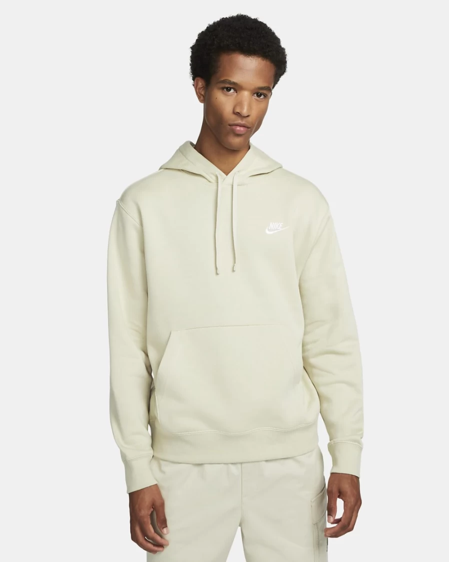 Nike Men's Rattan & White Club Fleece Pullover Hoodie - Sportswear Essential