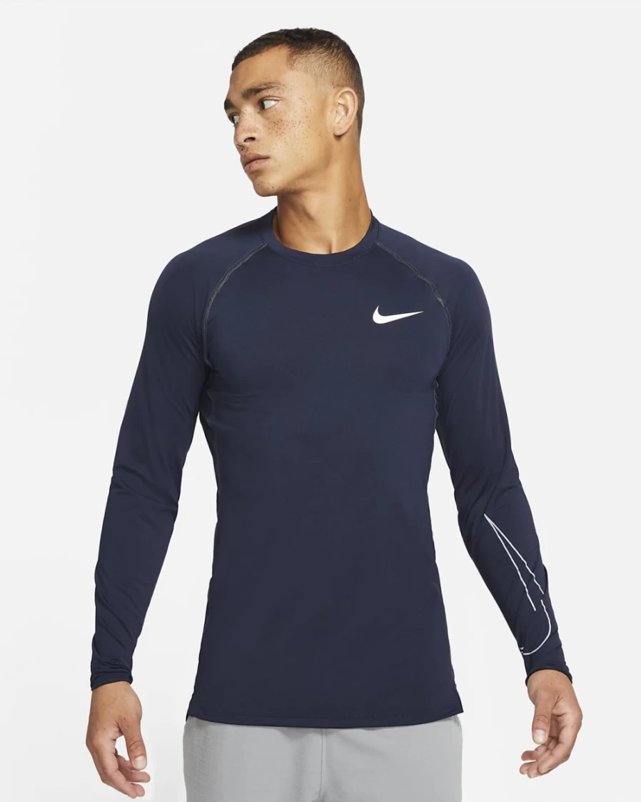 Nike Pro Dri-FIT Men's Training Long-Sleeve Shirt - Obsidian/Iron Purple Moisture-Wicking Slim Fit Top