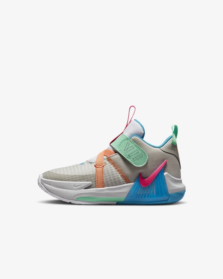 Nike LeBron Witness 7 Kids' Basketball Shoes - Grey Fog/Cobblestone/Laser Blue/Hyper Pink - For Boys & Girls