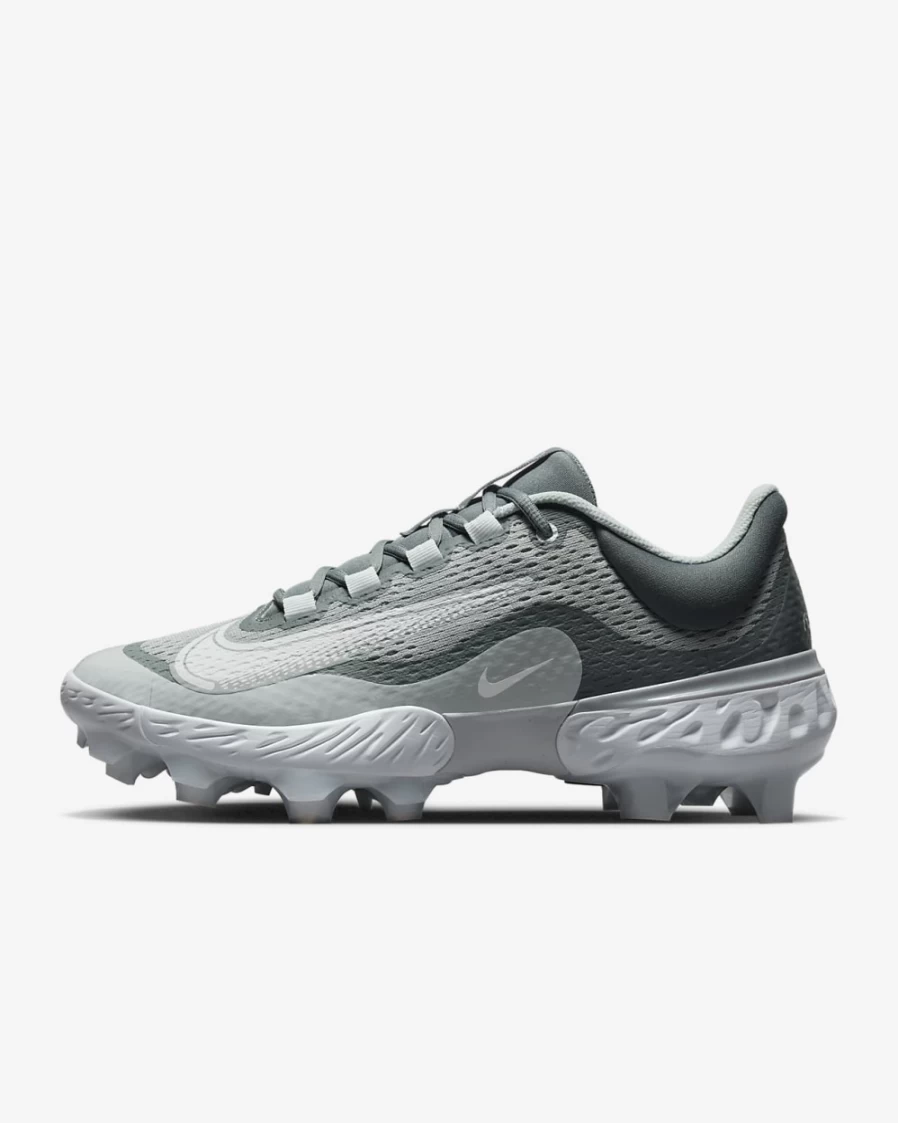 Nike Alpha Huarache Elite 4 Low MCS Baseball Cleats for Men - Wolf Grey, Cool Grey, Pure Platinum, White