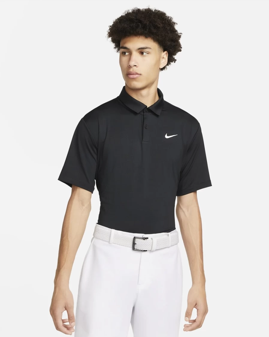 Nike Men's Dri-FIT Tour Solid Golf Polo Shirt - Black/White, Moisture-Wicking Performance Apparel