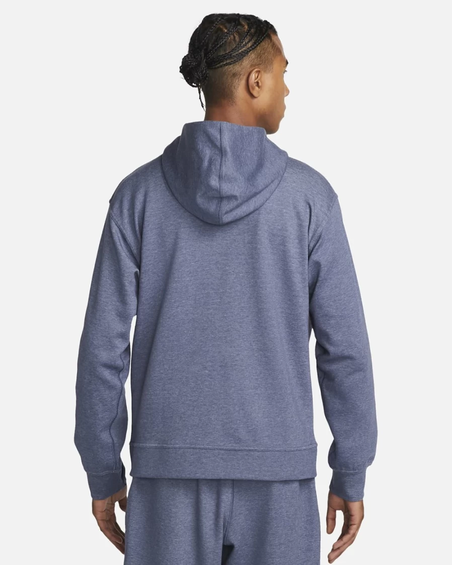 Nike Men's Dri-FIT Yoga Full-Zip Fleece Hoodie in Midnight Navy/Pure Blue - Lightweight Workout Jacket for Training & Gym
