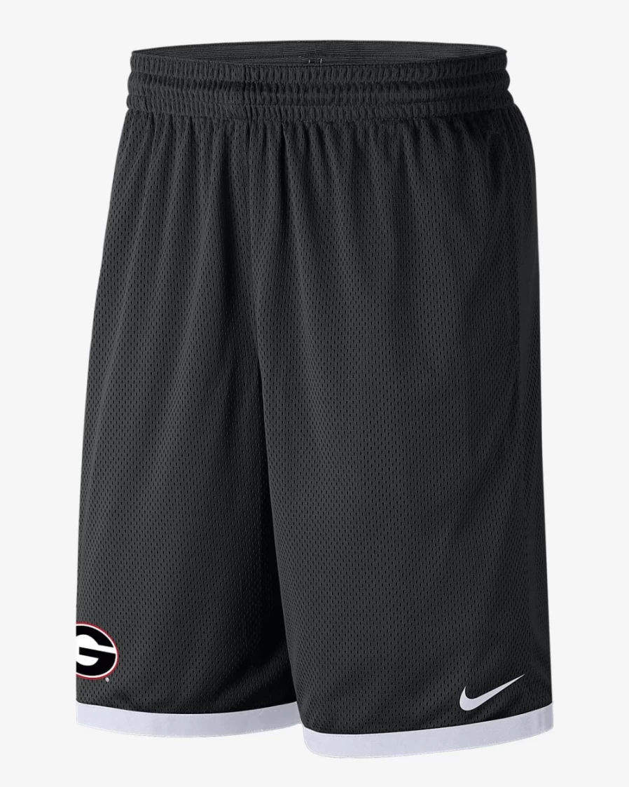 Nike Men's Georgia Bulldogs Black/White College Mesh Basketball Shorts