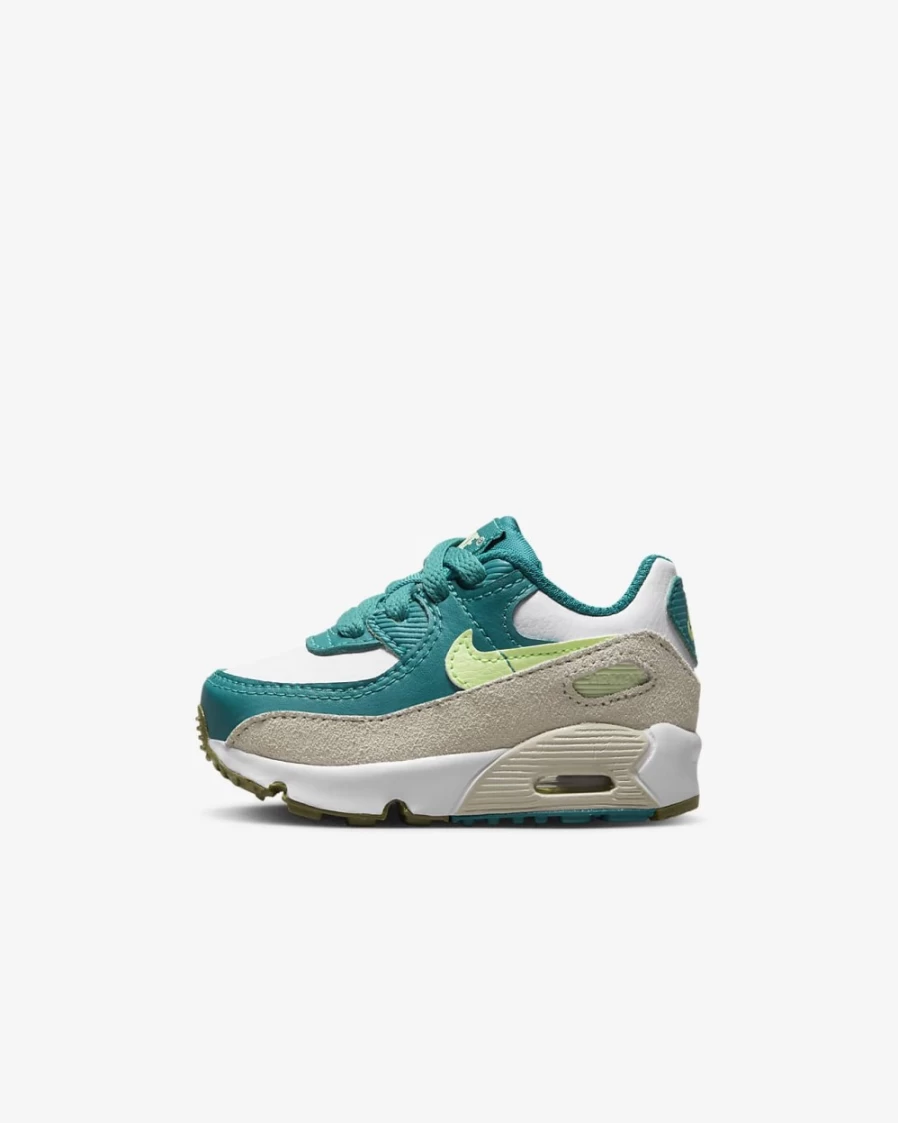 Nike Air Max 90 LTR Baby Toddler Shoes - White/Bright Spruce/Phantom/Barely Volt - Unisex Boys Girls Sneakers