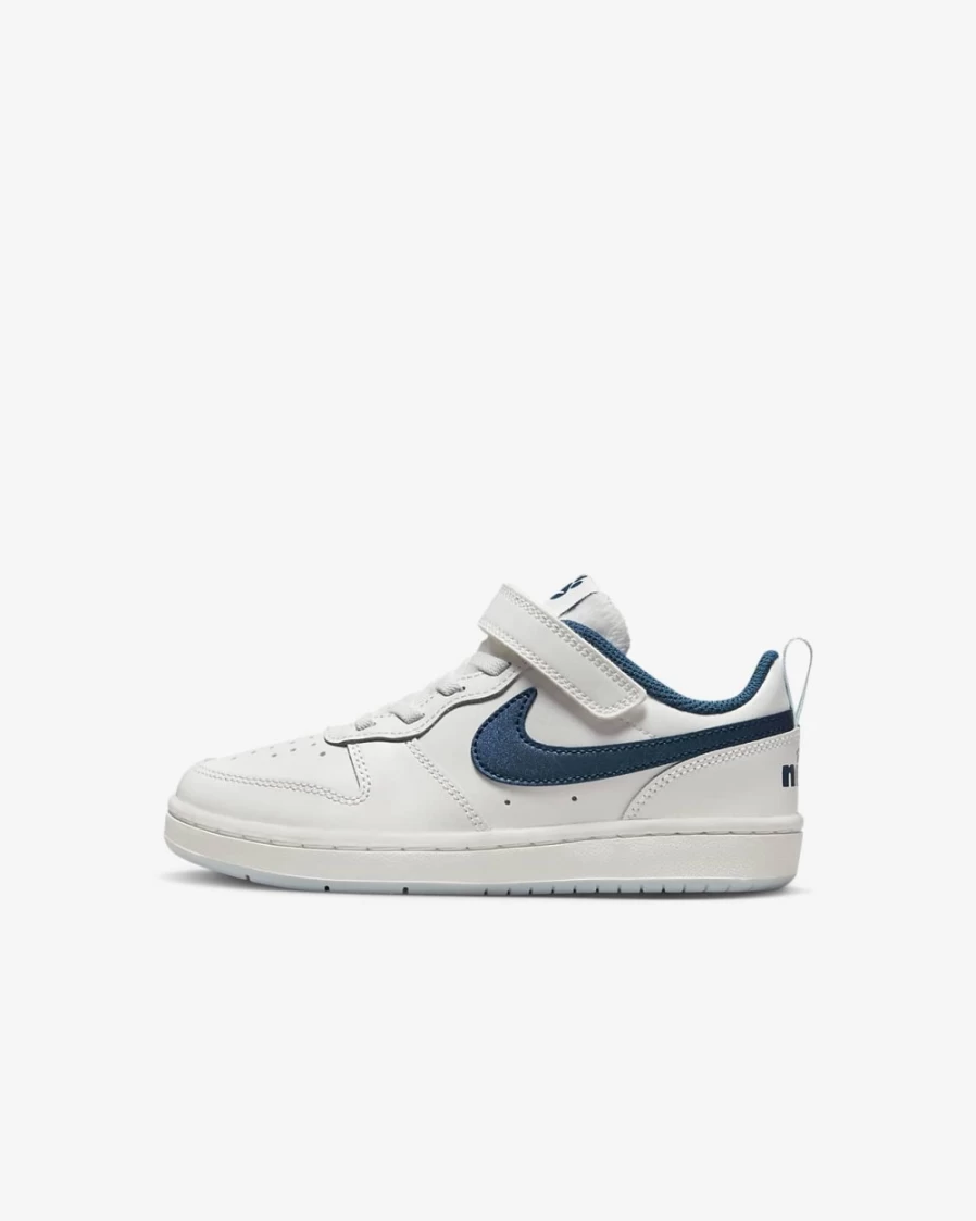 Nike Court Borough Low 2 SE Little Kids' Sneakers in Summit White, Glacier Blue, and Valerian Blue for Boys and Girls