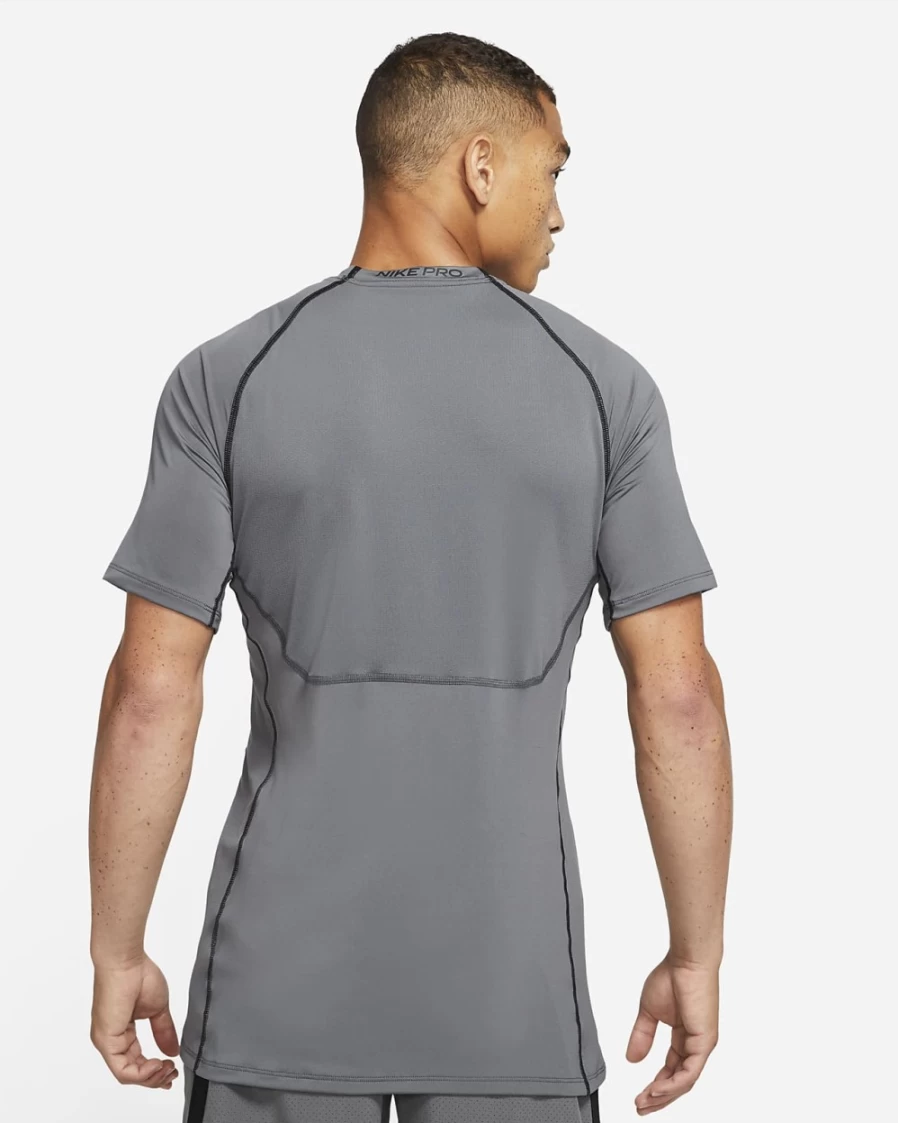 Nike Pro Dri-FIT Men's Slim Fit Short-Sleeve T-Shirt - Iron Grey/Black/Black - Moisture Wicking Workout Top