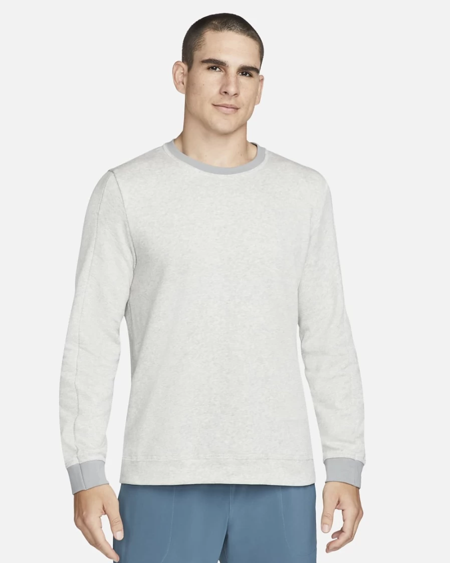 Nike Men's Yoga Crew Sweatshirt - Grey Heather/Iron Grey Pullover for Workout & Training