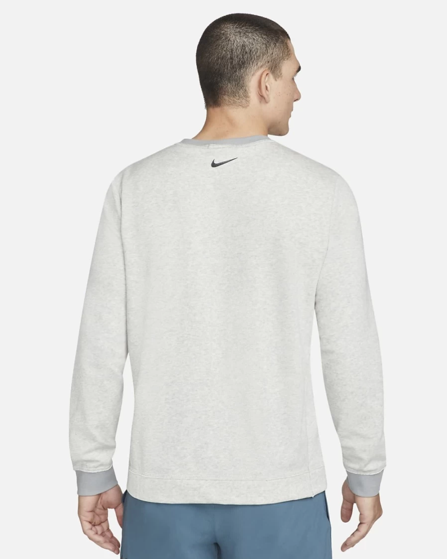 Nike Men's Yoga Crew Sweatshirt - Grey Heather/Iron Grey Pullover for Workout & Training