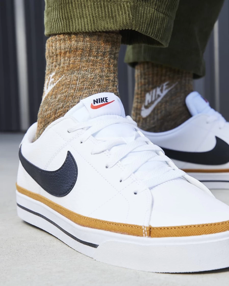Nike Court Legacy Men's Sneakers in White, Desert Ochre & Black - Casual Athletic Shoes for Men