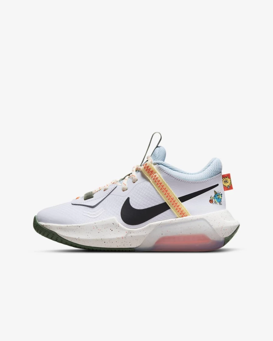 Nike Air Zoom Crossover Big Kids' Basketball Shoes for Boys & Girls - White/Coconut Milk/Safety Orange/Black