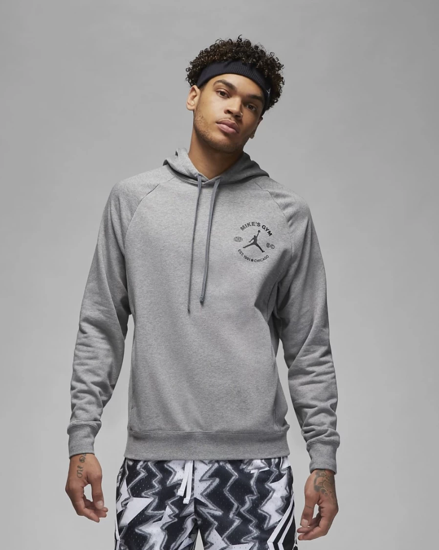 Nike Jordan Dri-FIT Sport BC Men's Fleece Hoodie - Carbon Heather/Black - Men's Pullover Sweatshirt