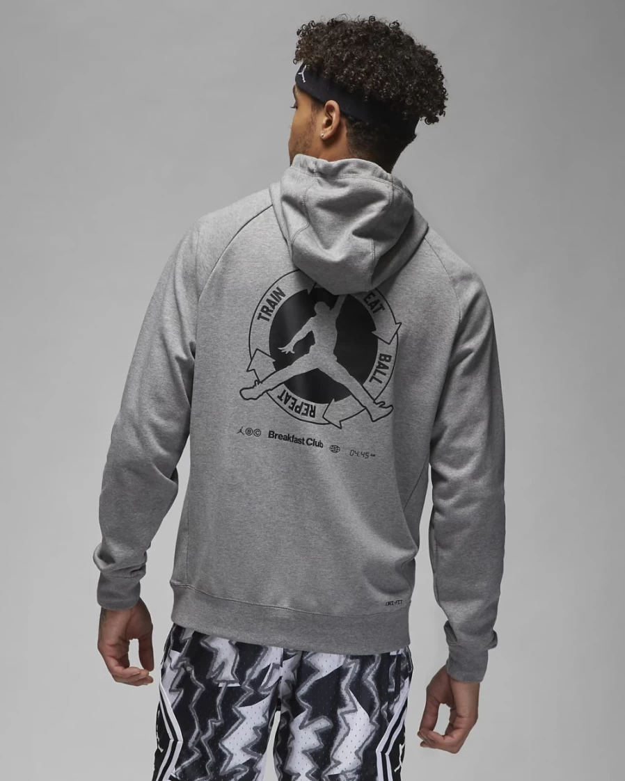 Nike Jordan Dri-FIT Sport BC Men's Fleece Hoodie - Carbon Heather/Black - Men's Pullover Sweatshirt