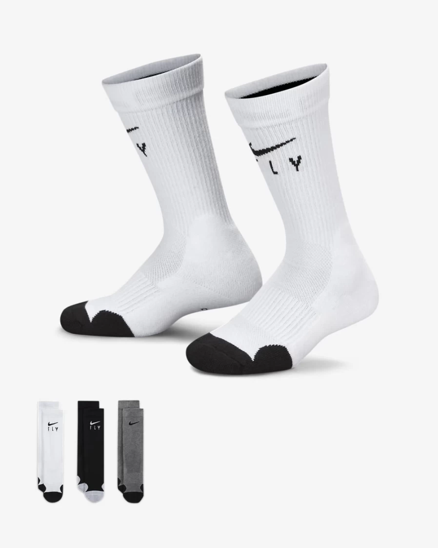 Nike Kids' Multi-Color Crew Socks 3-Pack for Boys and Girls - Elite Comfort & Durability